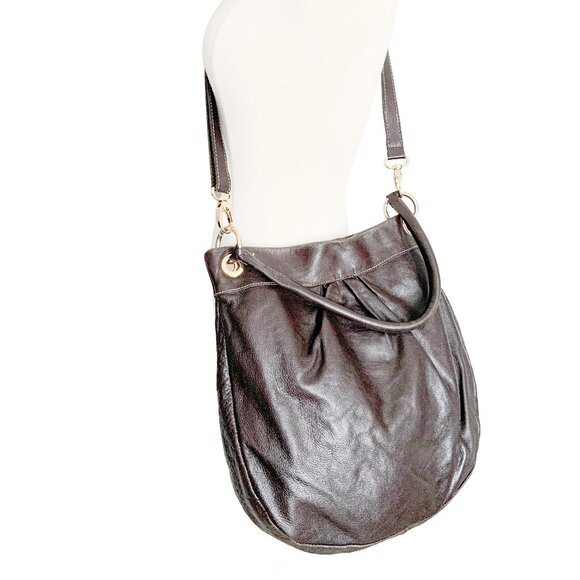Vintage ROOTS Cognac Brown Leather OLIVIA Hobo Bag with Removable Strap - Picture 6 of 10